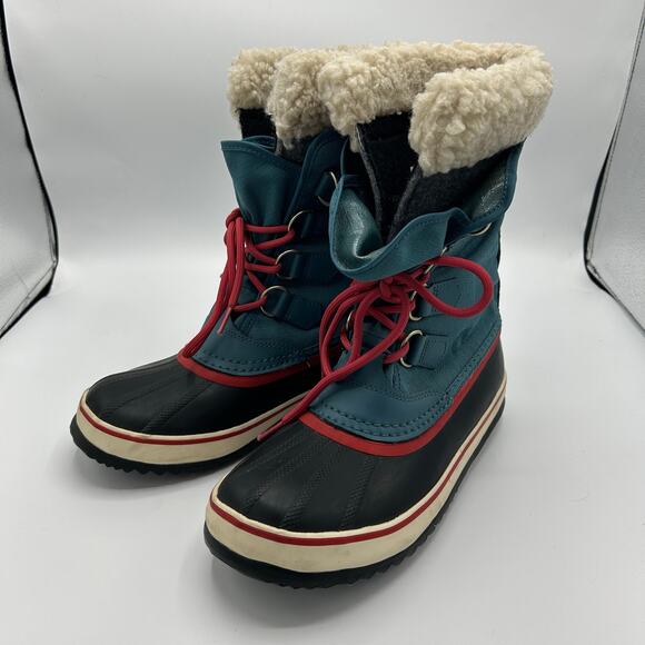 Sorel Winter Carnival Snow Boots Women’s 8 Blue Pink Waterproof Insulated - Picture 2 of 16